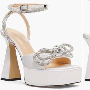 Mach & Mach double bow white platform heels